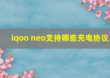 iqoo neo支持哪些充电协议